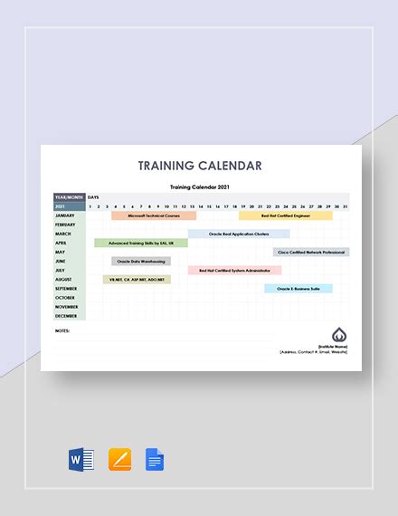 26+ Training Calendar Templates Sample, Example Format Download