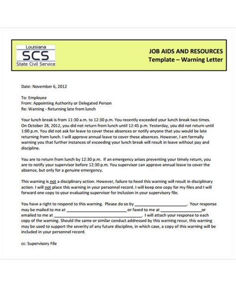 26+ Warning Letter Example Template