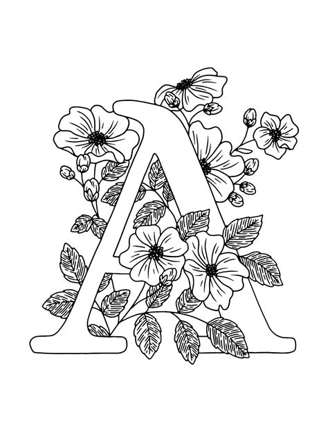 26 Alphabet with Flowers Coloring Pages (Download …