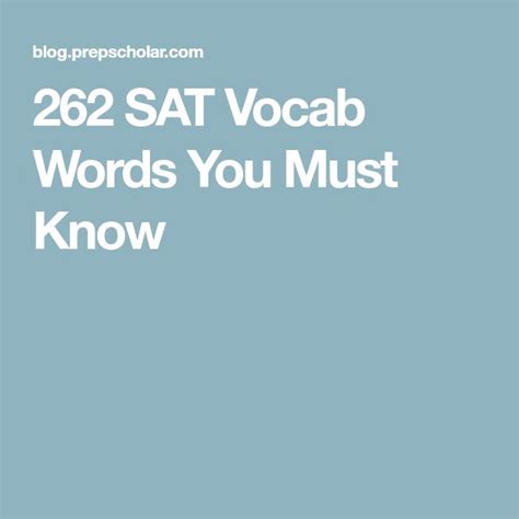 262 Sat Vocab Words You Must Know Sat Math Vocab - Sat Math Vocab