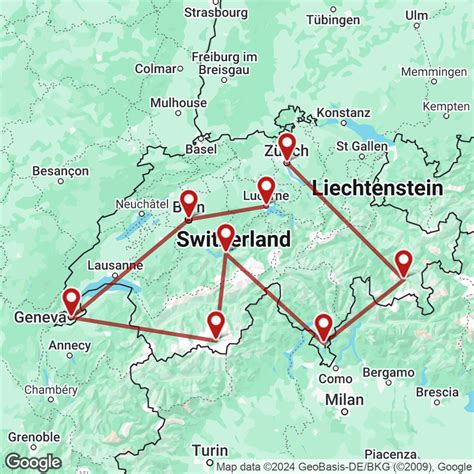 265 Km - Distance from Geneva to lucern Switzerland