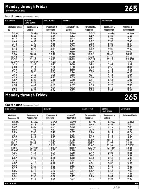 265 Bus Schedule