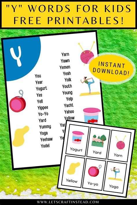 27 Y Words For Kids Including A Free School Words That Start With Y - School Words That Start With Y