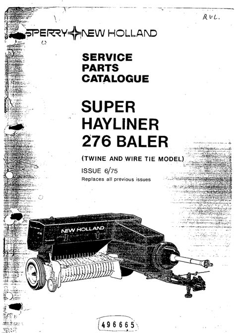 276 new holl baler service manual. - John deere 219 baler service manual.