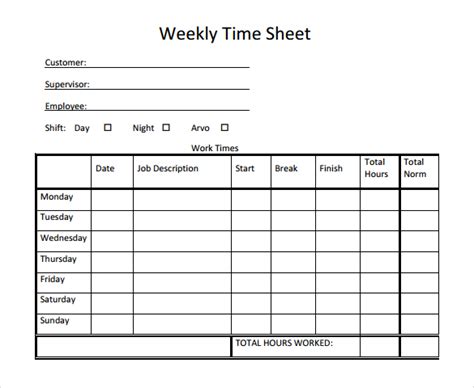 28 Weekly Timesheet Templates Free Sample Example Format Download Free Premium Templates