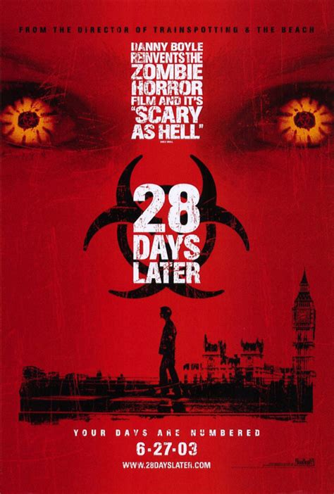 28 days later 2002. 28 Days Later. 2002 · 1 hr 53 min. R. Horror · Drama · Sci-Fi. After a virus from a lab turns most of humanity into zombie-like hordes, a group of survivors in London must try to … 