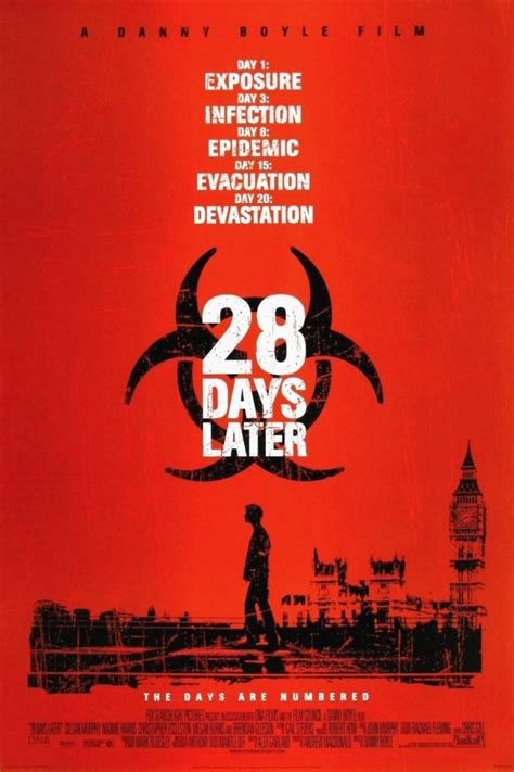 28 days later horror. Similar movies like 28 Days Later... 2002, Horror, Thriller, Drama, Sci-Fi movie directed by Danny Boyle.Synopsis: Four weeks after a mysterious, incurable virus spreads throughout the UK, a handful of survivors try to find sanctuary. Tagline: His fear began when he woke up alone. 