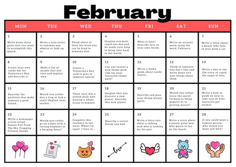 28 February Writing Prompts Free Calendar Printable Imagine Writing Prompts Calendar - Writing Prompts Calendar