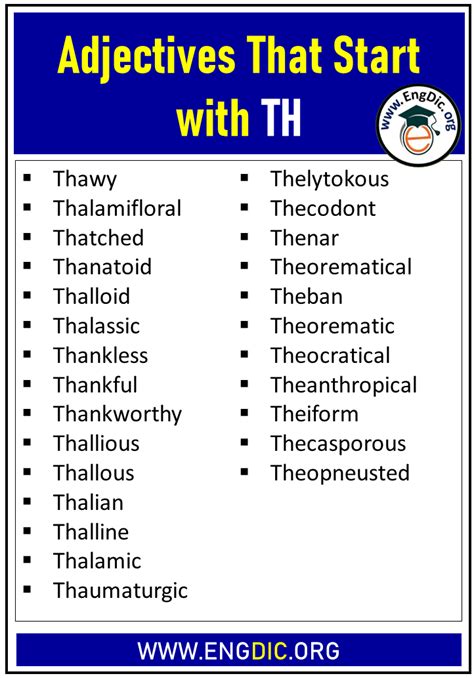 280 Adjectives That Start With Th Engdic Adjectives Beginning With Th - Adjectives Beginning With Th