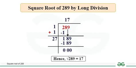 289 Square Root
