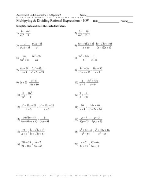 29 Multiplying Rational Expression Worksheet support worksheet
