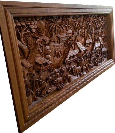 2D Hand-Carved Wood House Barn Wall Art Home Decor Stained …