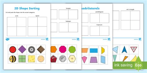 2D Shape Sorting Interactive Display Pack ks1, eyfs, shapes