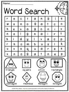 2D Shapes Word Search