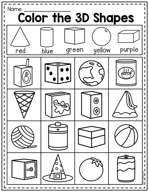 2D and 3D Shapes Worksheet Pack NO PREP Shapes worksheet