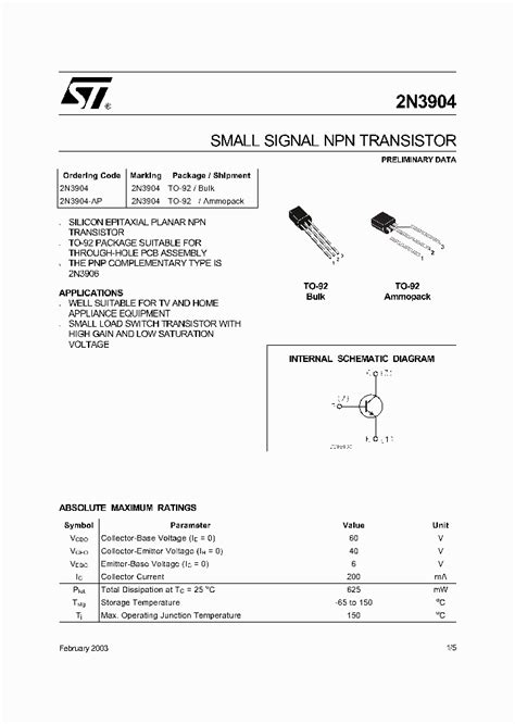 2N3904 Transistor Datasheet Pdf