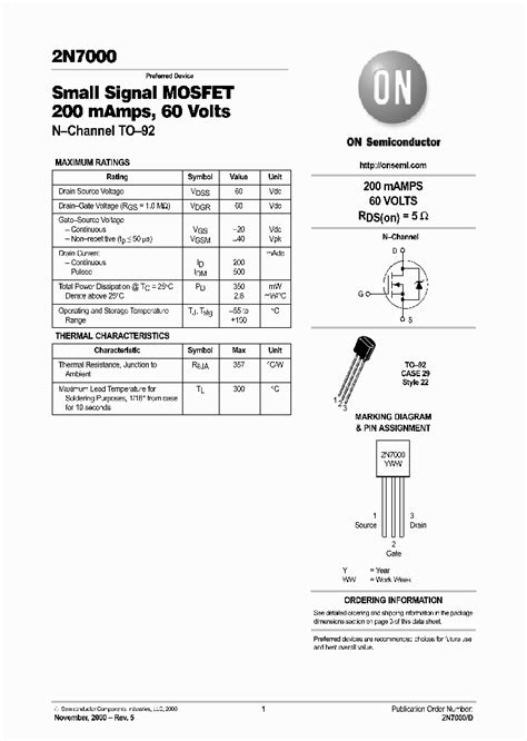 2N7000 Datasheet PDF