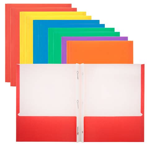 2Pocket Paper Folders, Letter Size, Assorted Colors, Pack Of 10