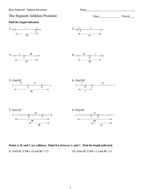2Segment Addition Postulate Geometry Space