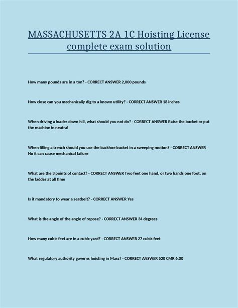 2a 1c hoisting license study book