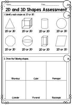 2d And 3d Shape Identifying Assessment Sheet