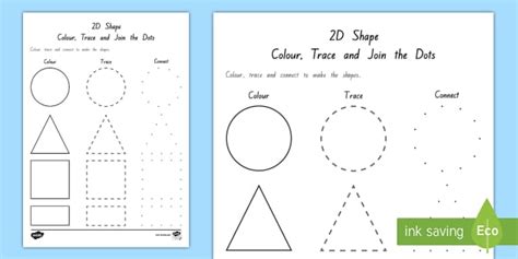 2d Shape Colour Trace And Join The Dots Join The Dots And Colour - Join The Dots And Colour