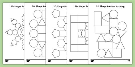 2d Shape Pattern Colouring Maths Activity Twinkl 2d Shape Pictures To Colour - 2d Shape Pictures To Colour