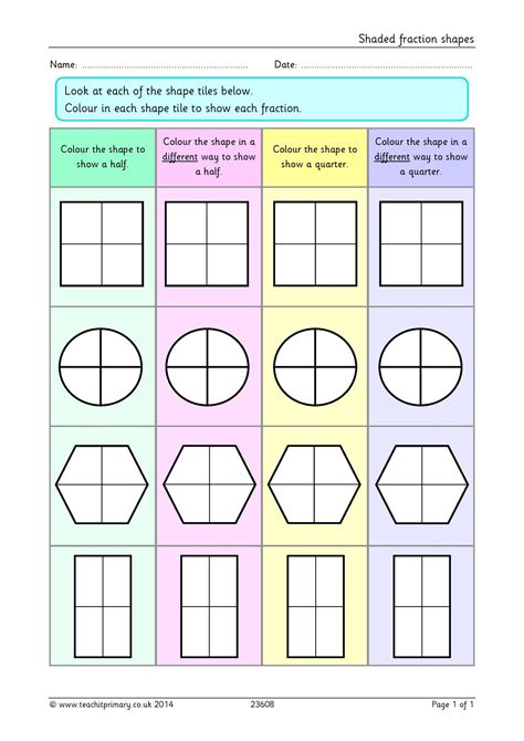 2d Shapes And Fractions With Equal Areas Education Equal Areas And Fractions - Equal Areas And Fractions