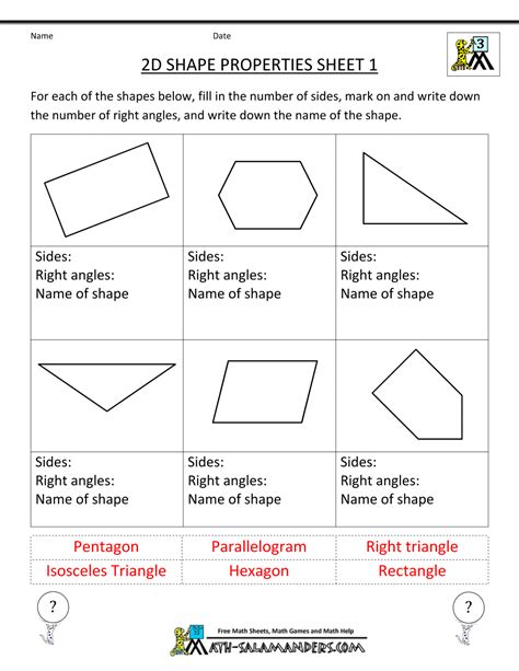 2d Shapes Worksheets 3rd Grade 2d Shapes Worksheet - 3rd Grade 2d Shapes Worksheet