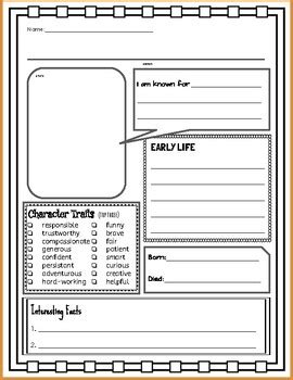 2nd Grade Biography Template Teaching Resources - TPT