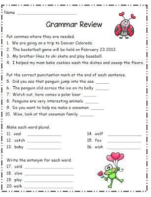 2nd Grade Grammar Worksheets Pdf