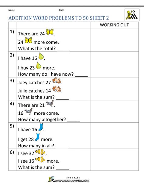 2nd Grade Math Word Problems Best Coloring Pages For Kids Addition