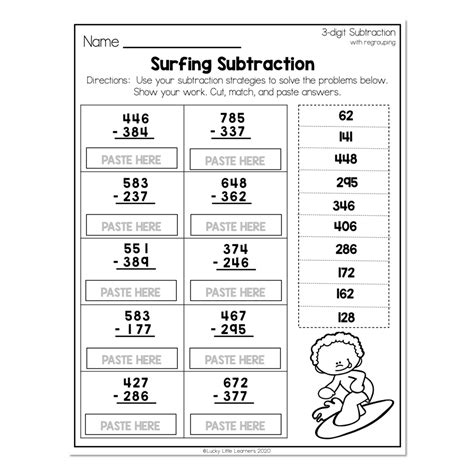 2nd Grade Math Worksheets 3 Digit Subtraction With Regrouping