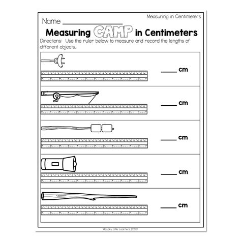 2nd Grade Math Worksheets Measurement Measuring in Centimeters