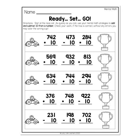 2nd Grade Math Worksheets Place Value Mental Math Ready...Set