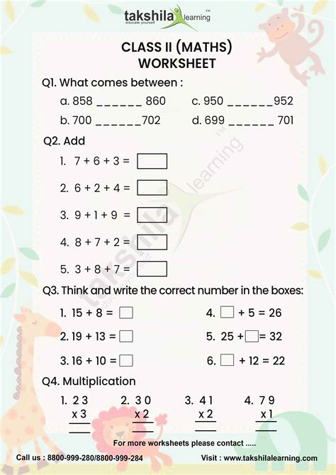 2nd Class Maths Worksheet