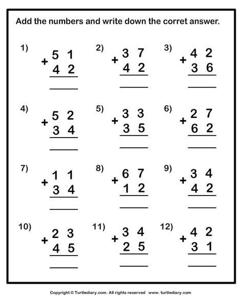 2nd Grade Addition Worksheets Turtle Diary 2nd Grade Addition Worksheet - 2nd Grade Addition Worksheet