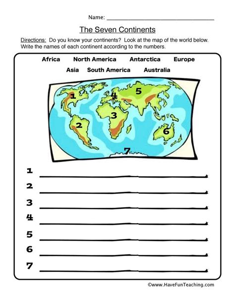 2nd Grade Continents Regions Countries And U S Continents 2nd Grade Worksheet - Continents 2nd Grade Worksheet