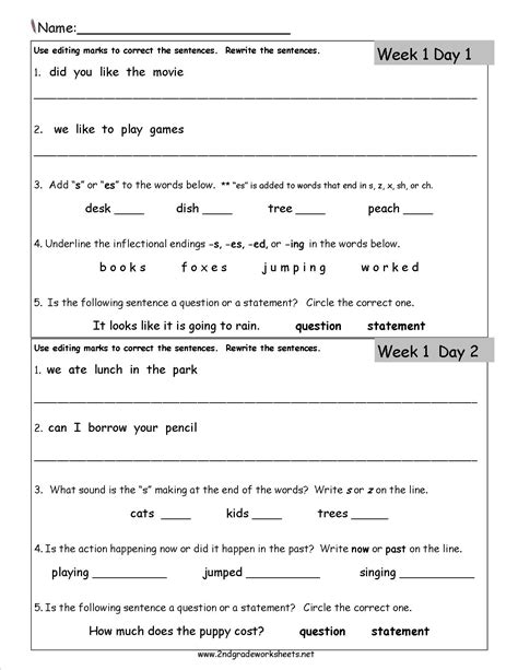 2nd Grade Daily Grammar Activities Bundle 1 Adjective Activity For Grade 1 - Adjective Activity For Grade 1
