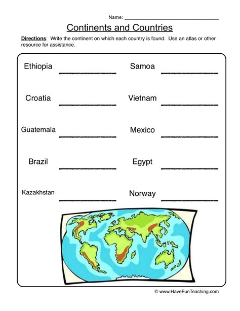 2nd Grade Earthu0027s Continents Worksheet 2nd Grade Earth S Continents Worksheet - 2nd Grade Earth's Continents Worksheet