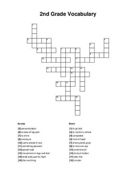 2nd Grade Grammar Crossword Puzzle Proprofs Games 2nd Grade Crossword Puzzles - 2nd Grade Crossword Puzzles