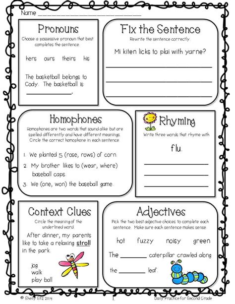 2nd Grade Language Arts Homework Packet