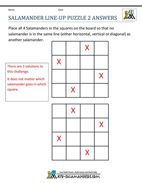 2nd Grade Math Puzzles Math Salamanders Brain Teasers For Second Grade - Brain Teasers For Second Grade