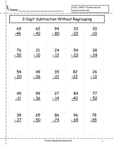 2nd Grade Math Worksheets Subtraction Subtraction Grade Facts 2nd Grade Er Worksheet - 2nd Grade Er Worksheet