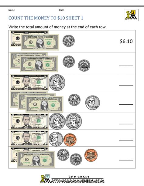 2nd Grade Money Worksheets Up To 2 Math Money Worksheets Grade 2 - Money Worksheets Grade 2