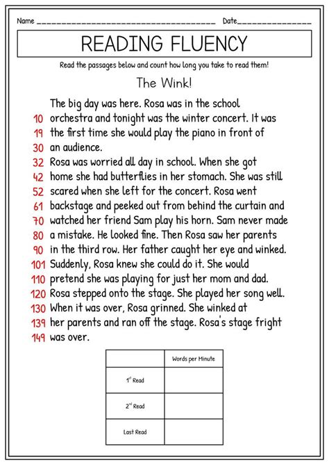 2nd grade reading fluency passages