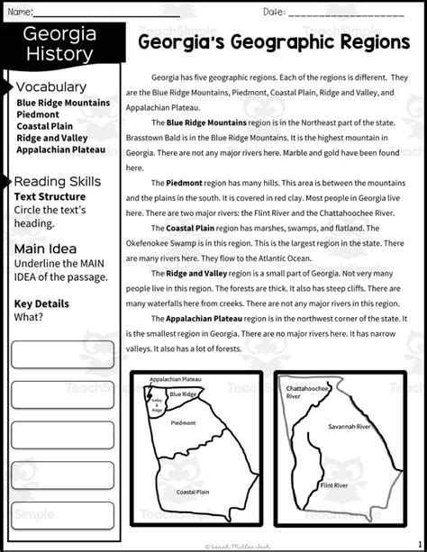 2nd Grade Reading Packet Georgiau0027s Geographic Regions Ga Rivers Worksheet 2nd Grade - Ga Rivers Worksheet 2nd Grade