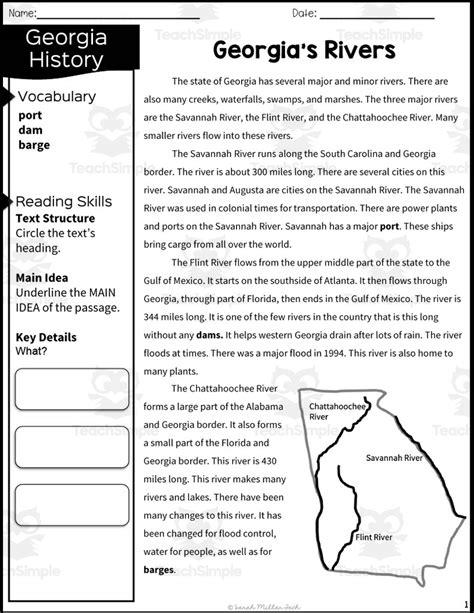 2nd Grade Reading Packet Georgiau0027s Rivers Teach Simple Ga Rivers Worksheet 2nd Grade - Ga Rivers Worksheet 2nd Grade