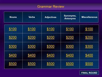 2nd Grade Review Jeopardy Template Grammar Jeopardy 2nd Grade - Grammar Jeopardy 2nd Grade