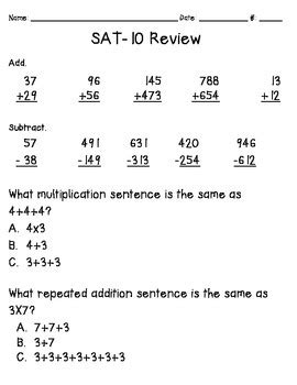 2nd Grade Sat 10 Math Practice Tests